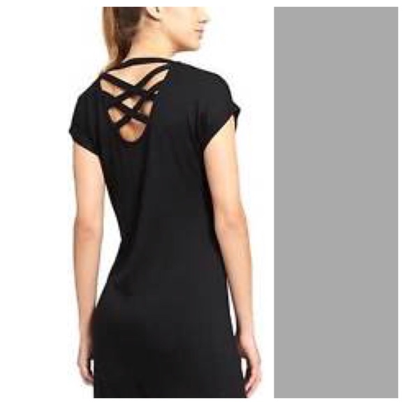Athleta Crossback Black Sweatshirt Dress Sz M - Picture 7 of 7